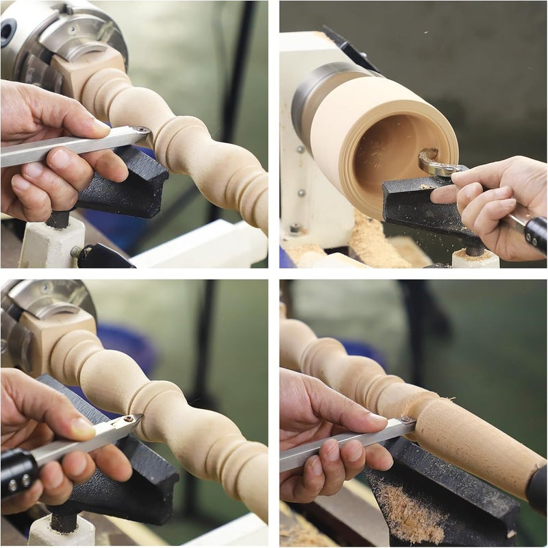 DEEFIINE Carbide Tip Wood Lathe Turning Tool Kit, Lathe Roughing and Finishing Hollow Tool Interchangeable Aluminum Alloy Handle with Diamond Round Square Carbide Inserts (Metal handle) - Image 3